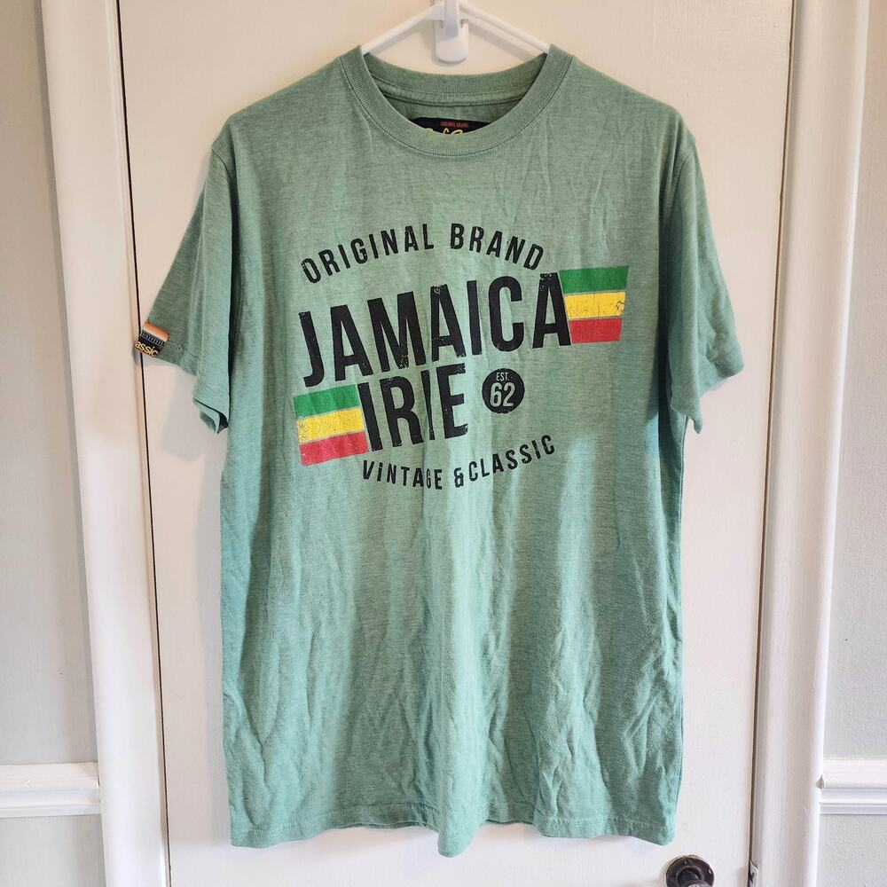 Surf Classics Size Large Men’s Green Short Sleeve Shirt Jamaica Irie